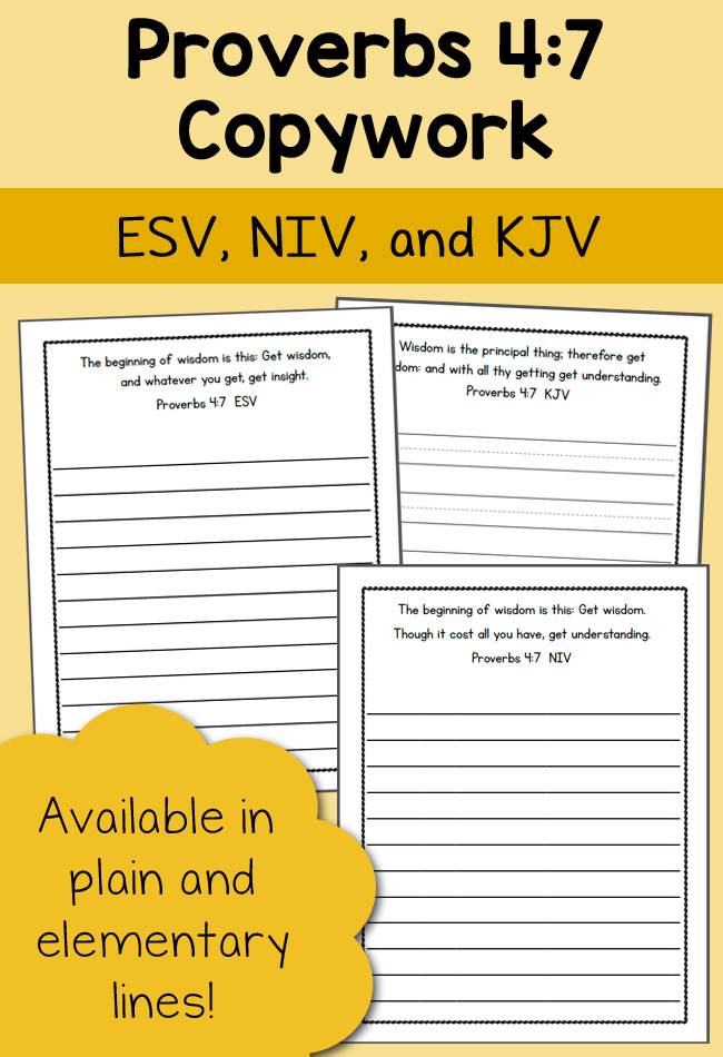 Bible Copywork: Proverbs 4:7 - Mamas Learning Corner