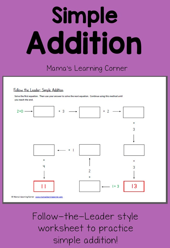 Follow the Leader: Simple Addition - Mamas Learning Corner