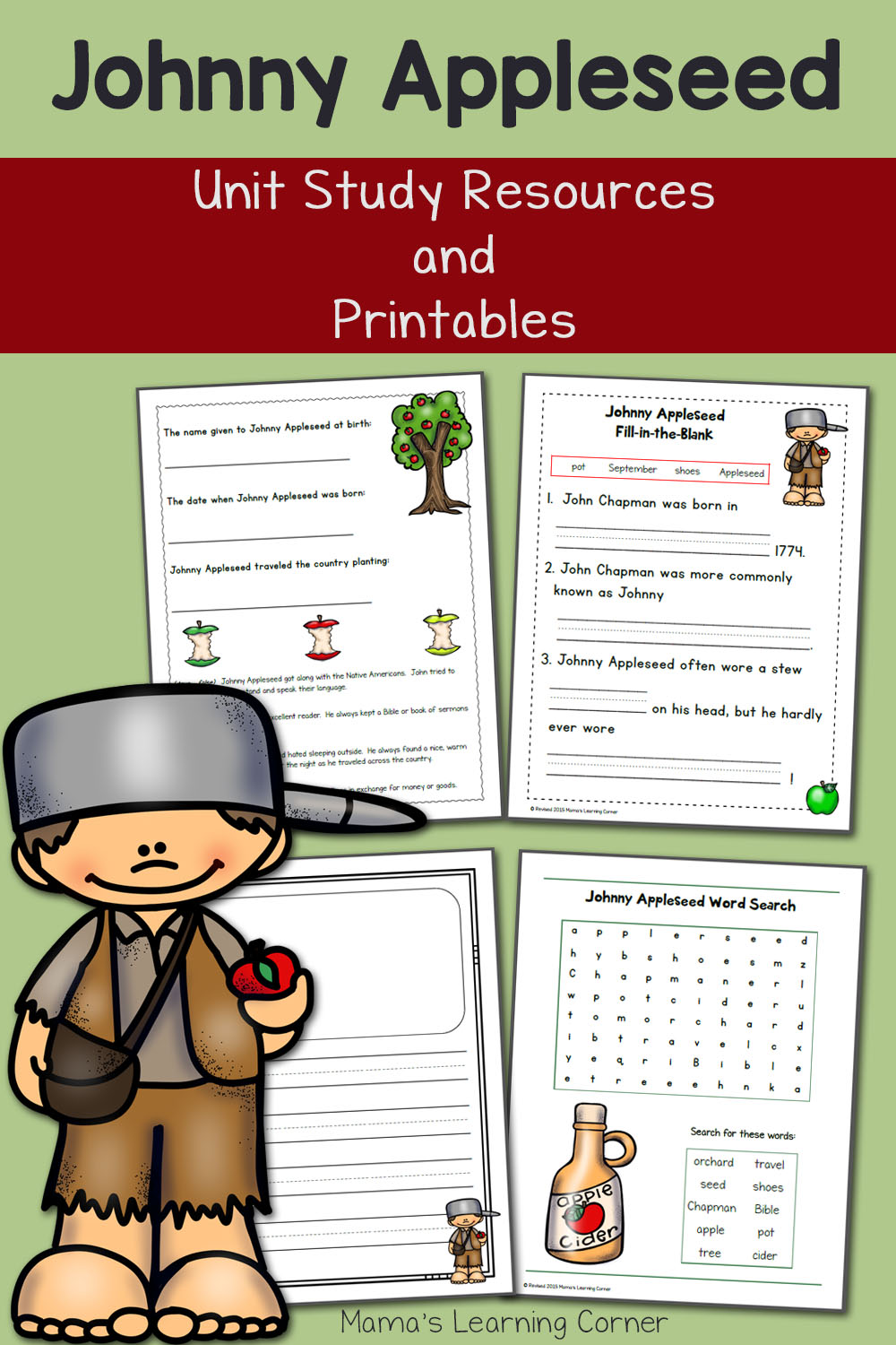Johnny Appleseed Printables and Unit Study Resources Mamas Learning
