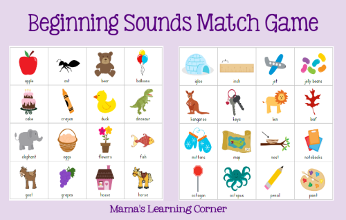 FREE Printable Beginning Sounds Phonics Game