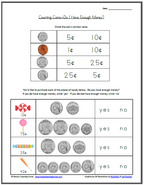 Counting Coins - Do I Have Enough Money? - Mamas Learning Corner
