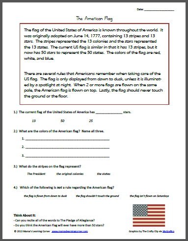 Patriotic and 4th of July Worksheets and Printables - Mamas Learning Corner