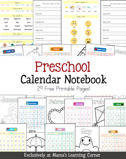 Kindergarten Learning Calendar : Preschool calendar notebook mamas learning corner Kindergarten Learning Calendar : Preschool calendar notebook mamas learning corner