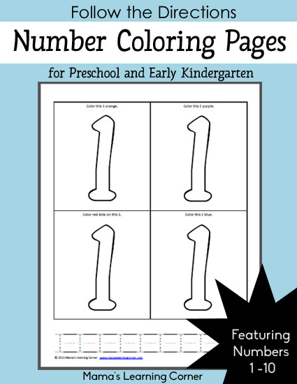Number Coloring Pages for Preschool-Early Kindergarten - Mamas Learning