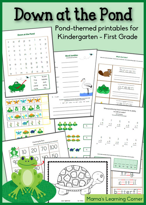 Down at the Pond - Free Worksheet Packet for K-1st Grade