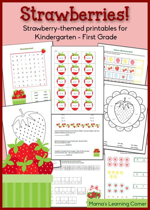 Strawberry Printables for Kindergarten-First Grade - Mamas Learning Corner