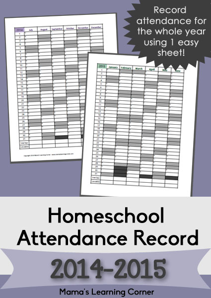 free printable homeschool attendance record for 2014 2015 attendance record sheet
