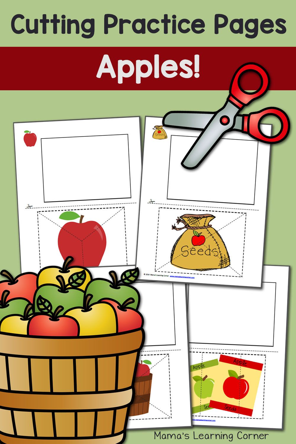 Cutting Practice Worksheets: Apples! - Mamas Learning Corner