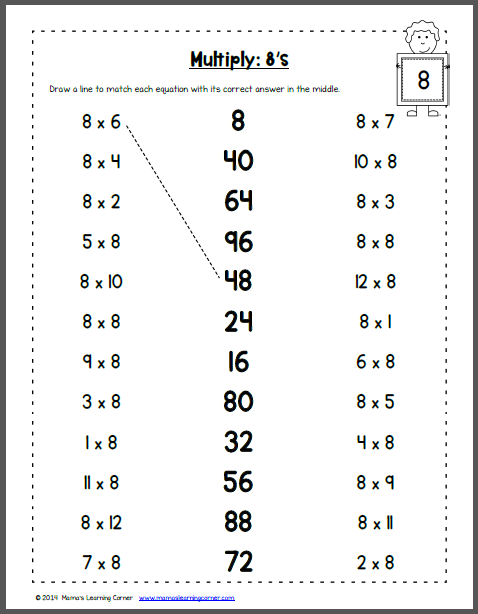 Multiplication Of 8 Worksheets For 3rd Grade