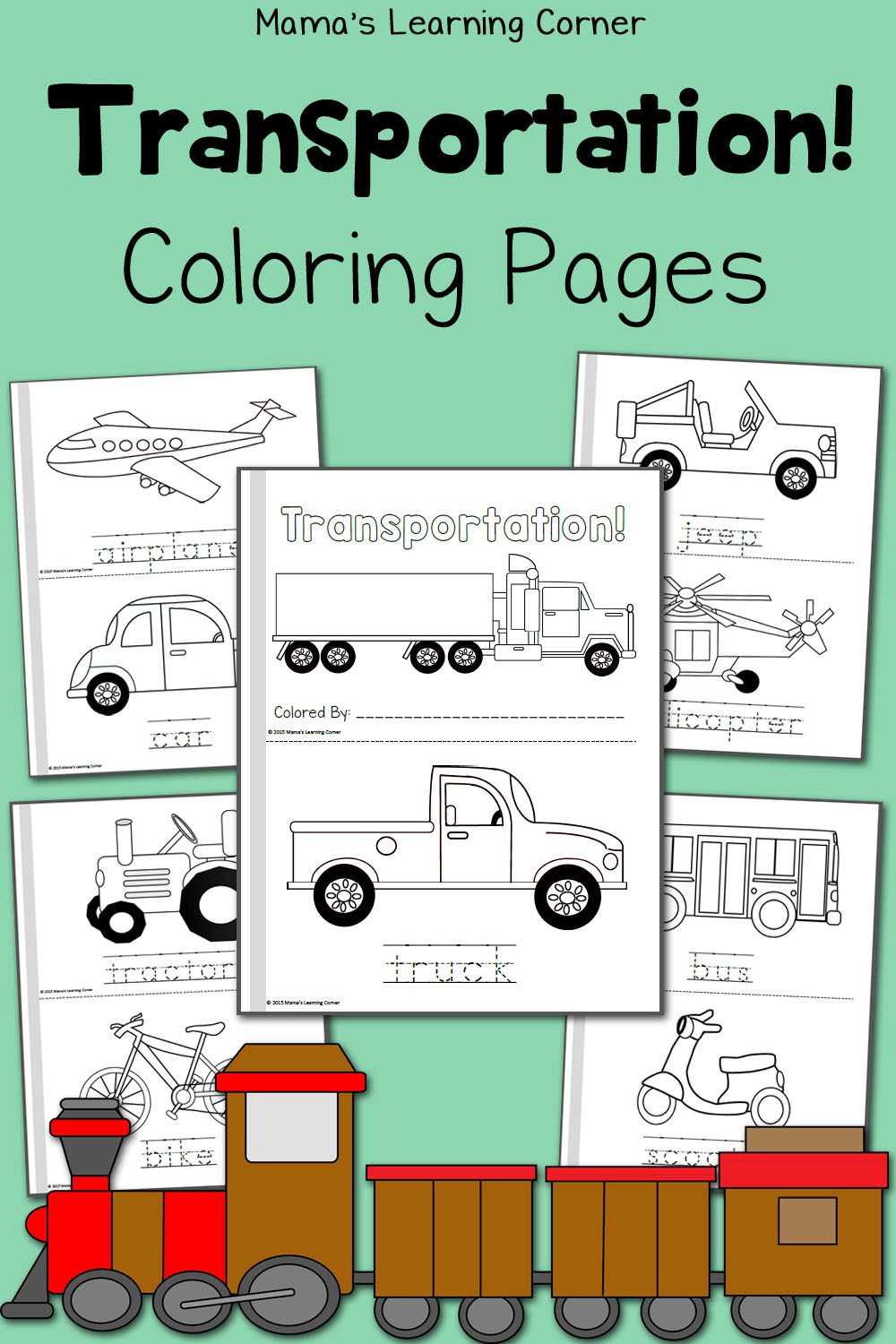 transportation coloring learning corner transport activities printable mini preschoolers mama practice transporte