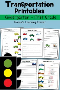 Transportation Worksheets for Kindergarten and First Grade