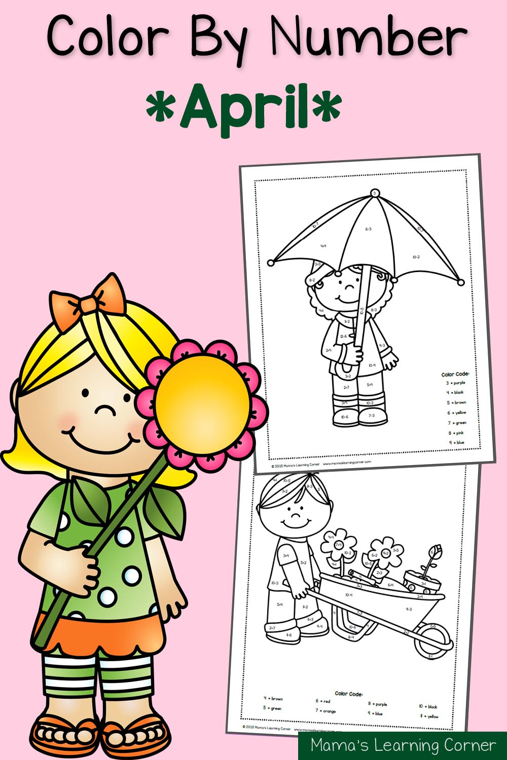 Color By Number Worksheets Spring Mamas Learning Corner