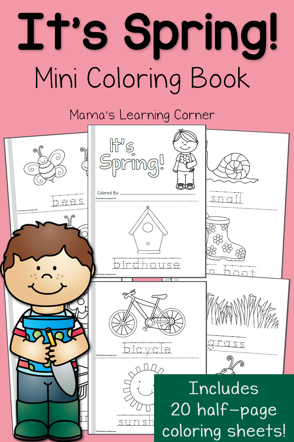 spring coloring corner mini sheets learning printable kindergarten half preschool activities literacy worksheets mamaslearningcorner