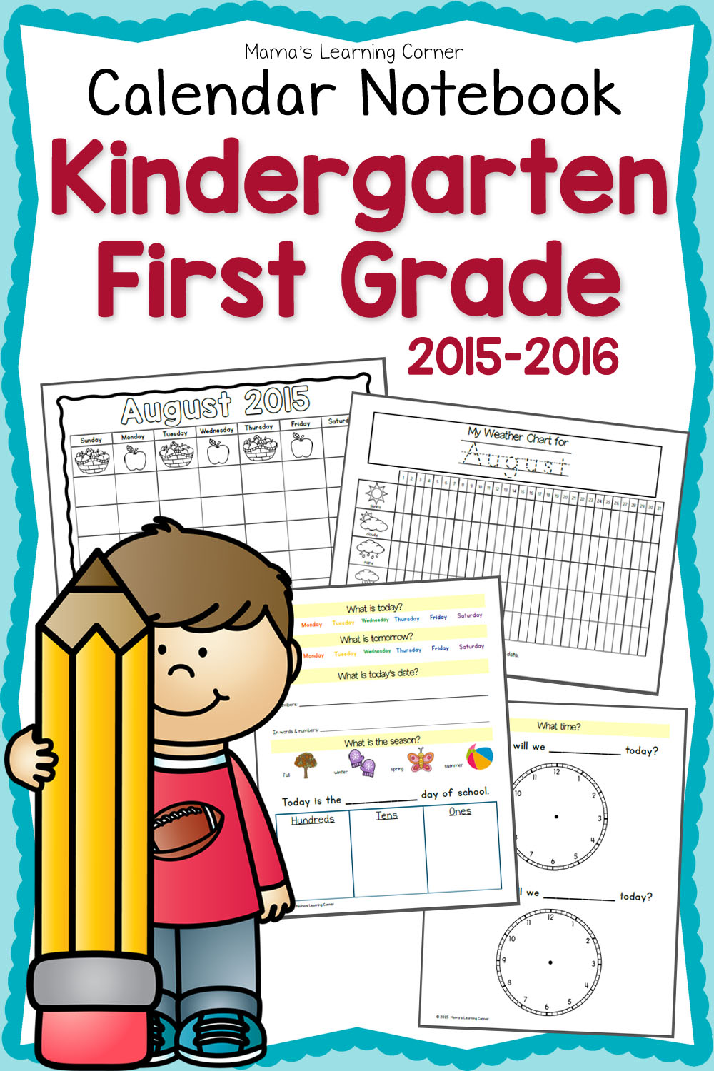 KindergartenFirst Grade Calendar Notebook Mamas Learning Corner