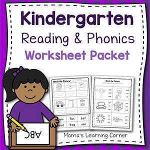Kindergarten Reading and Phonics Worksheet Packet - Mamas Learning Corner Kindergarten Reading and Phonics Worksheet Packet