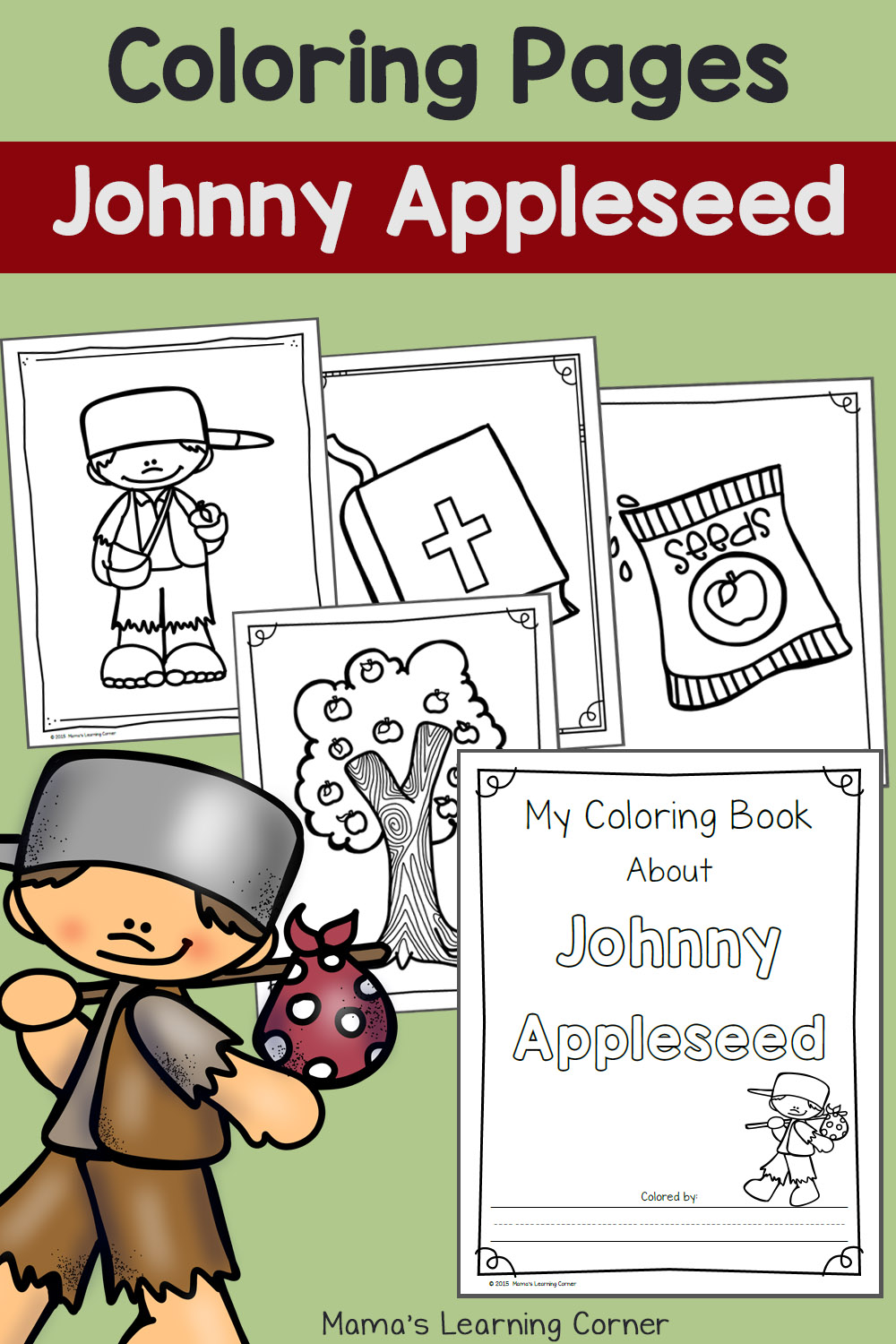 Johnny Appleseed Coloring Pages - Mamas Learning Corner