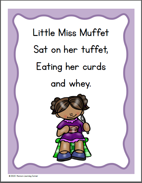 Little Miss Muffet Nursery Rhyme Packet - Mamas Learning Corner