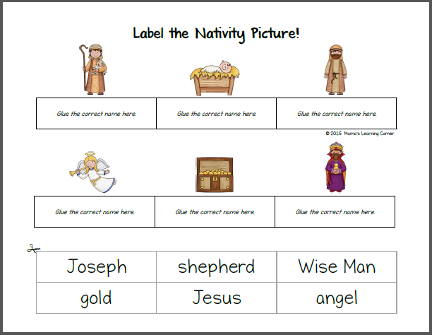 Nativity Worksheets for Kindergarten and First Grade - Mamas Learning