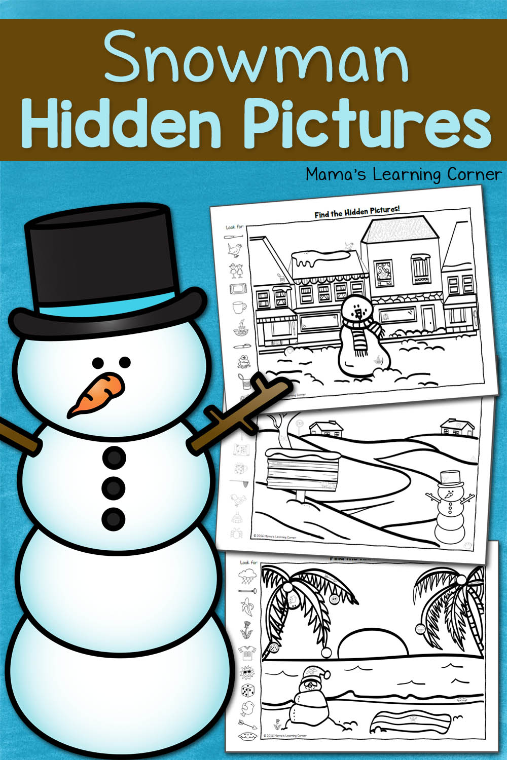 hidden snowman printables printable worksheets object note books personal mamaslearningcorner