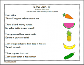 Fruit and Vegetable Worksheets for Kindergarten and First Grade - Mamas
