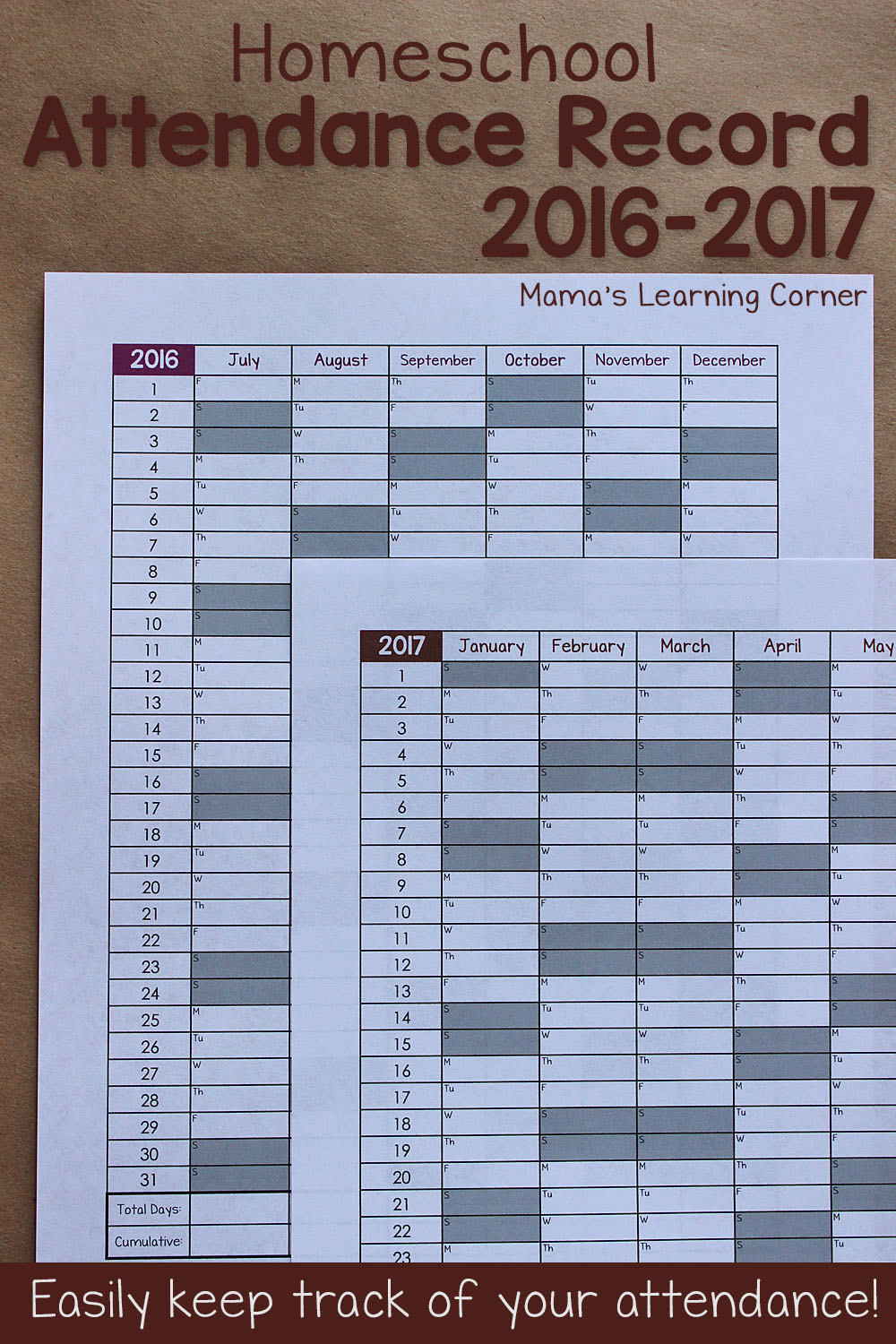 simple-homeschool-attendance-record-2016-2017-mamas-learning-corner for Free Printable Homeschool Attendance Sheet Simple Homeschool Attendance Record 2016-2017 - Mamas Learning Corner for Free Printable Homeschool Attendance Sheet