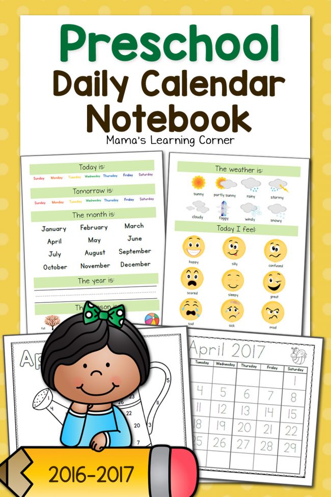 Preschool Calendar Notebook Mamas Learning Corner