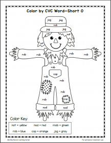 Fall Color By CVC Word Worksheets - Mamas Learning Corner