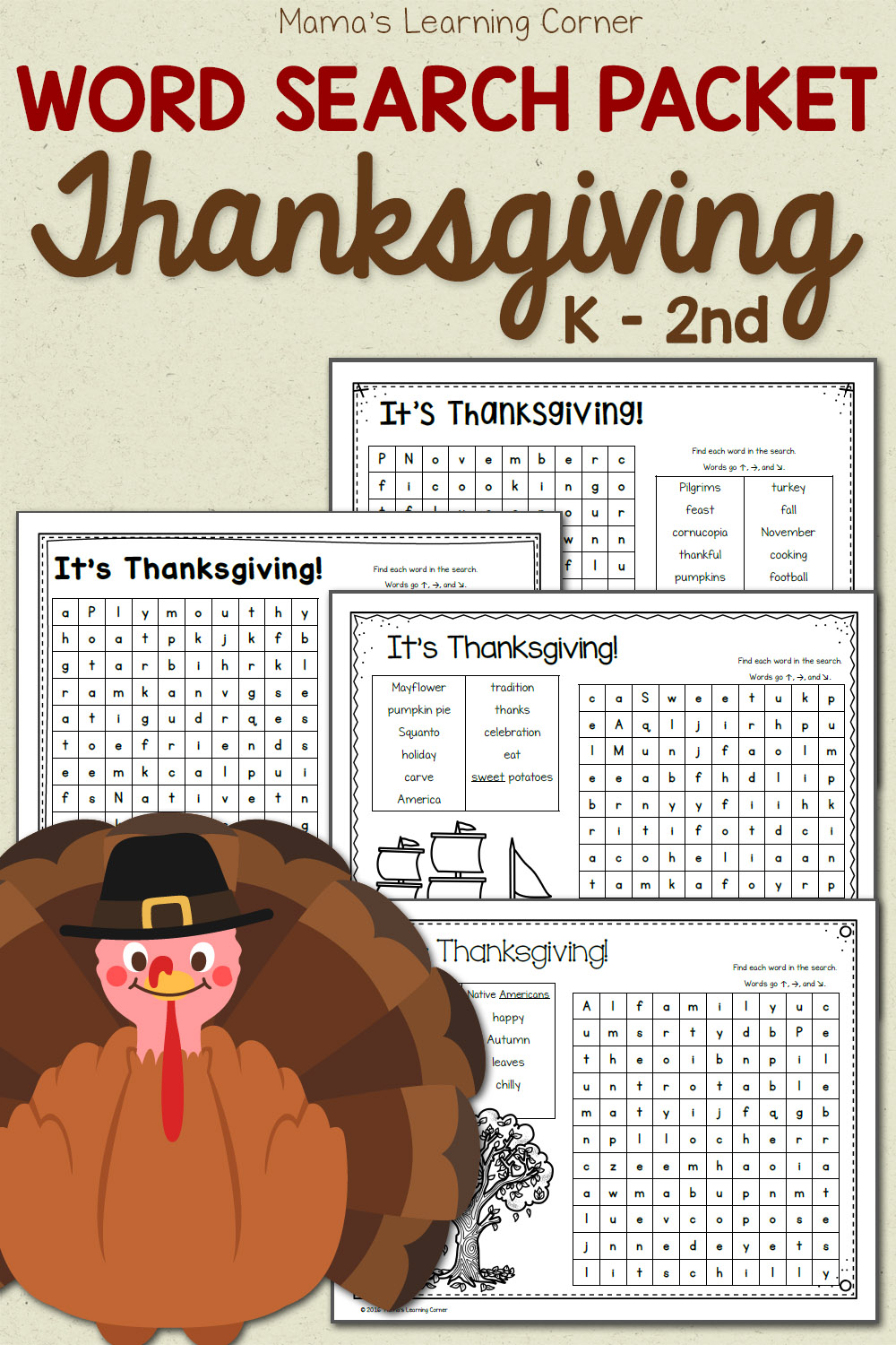 Thanksgiving Word Search Packet - Mamas Learning Corner