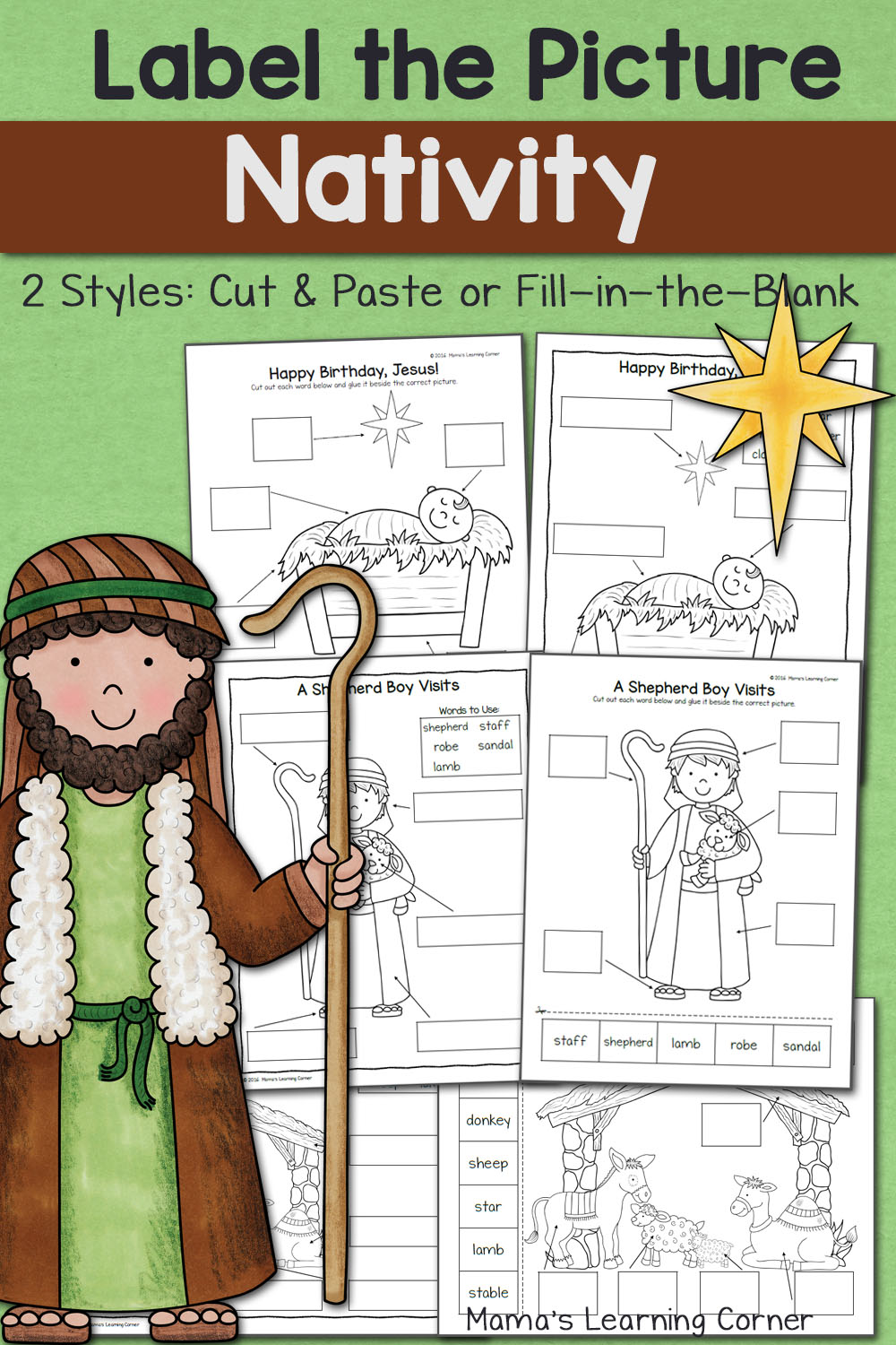 Nativity Label the Picture Worksheets - Mamas Learning Corner