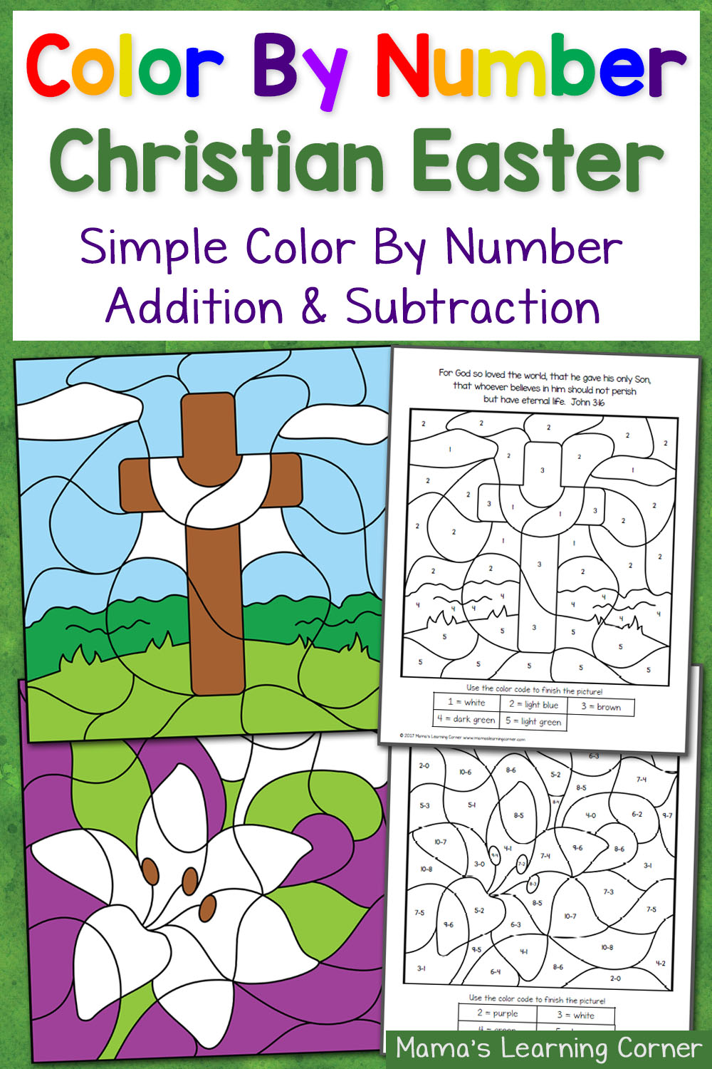 Christian Easter Color By Number Worksheets - Mamas Learning Corner
