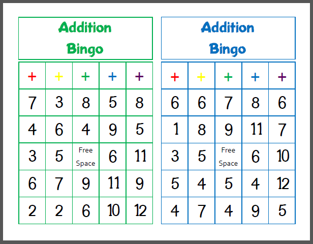 Addition Bingo Printable Free