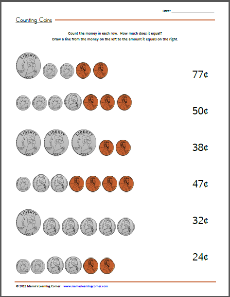 Counting Coins Worksheet - Mamas Learning Corner