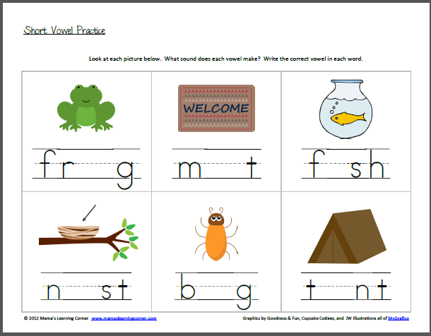 Short Vowel Practice - Mamas Learning Corner