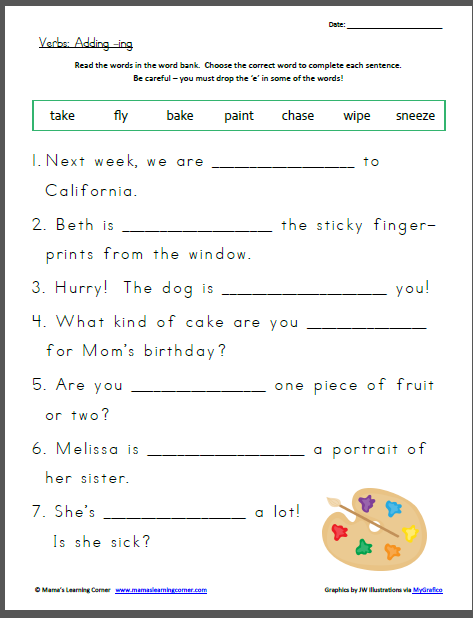 Verbs: Adding -ing - Mamas Learning Corner
