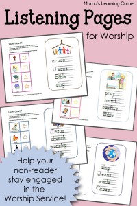 Keep your little ones engaged in the Worship Service with these Listening Pages for Non-Readers!