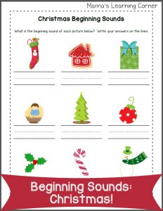 Beginning Sounds Worksheet: Christmas