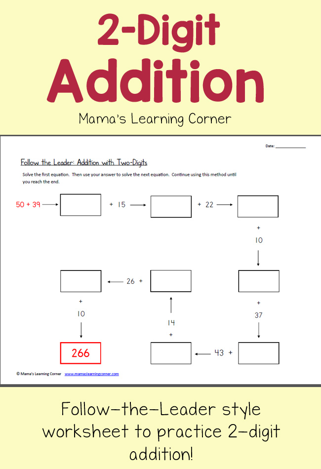 Follow the Leader: 2 Digit Addition - Mamas Learning Corner