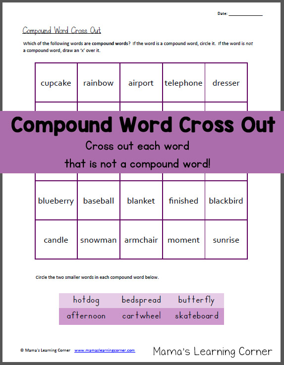 Compound Word Cross Out Worksheet