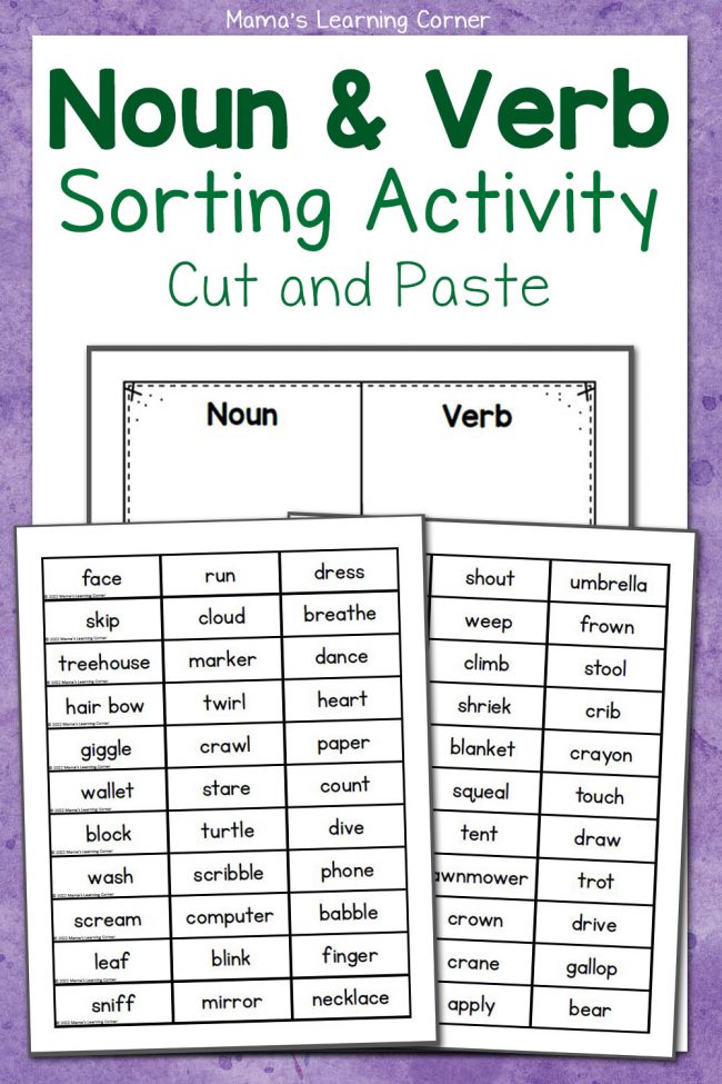 Noun and Verb Sorting Activity