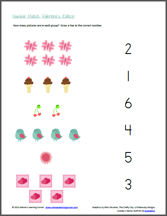 number match valentines edition mamas learning corner
