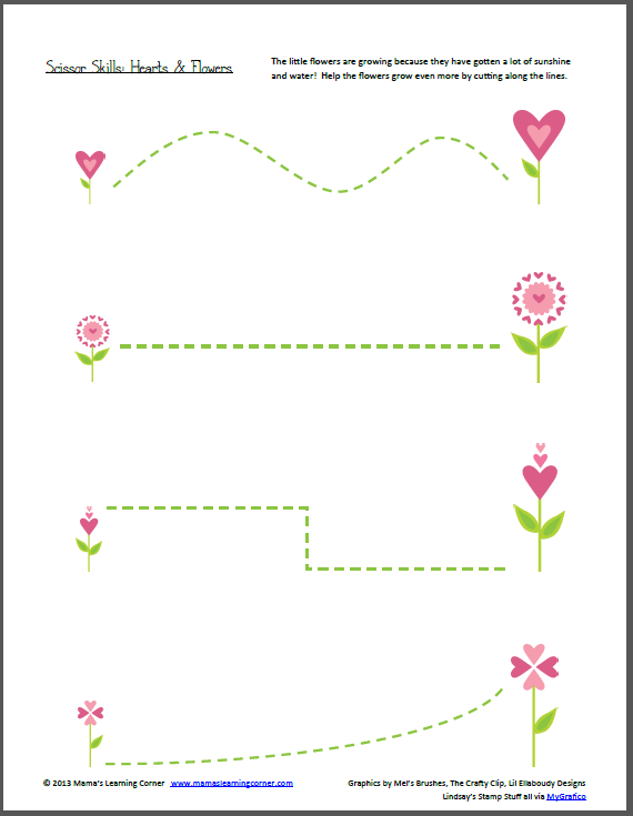 Scissor Skills: Hearts & Flowers - Mamas Learning Corner