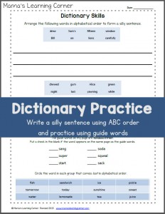 Dictionary Skills Worksheet