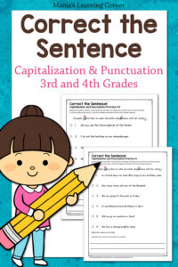 Correct the Sentence Capitalization and Punctuation Worksheets