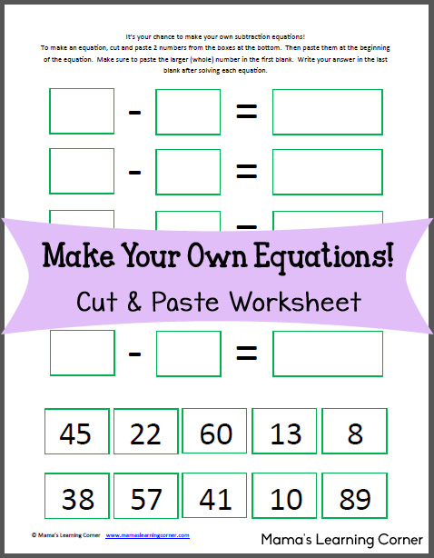 Make Your Own Equation Worksheet