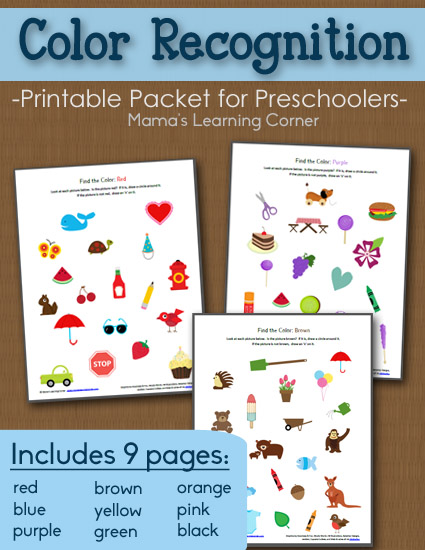 Color Recognition Worksheet Packet Mamas Learning Corner