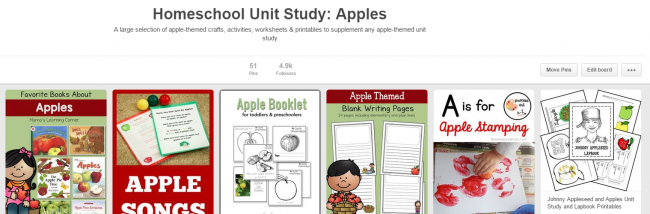 Pinterest Board: Unit Study on Apples