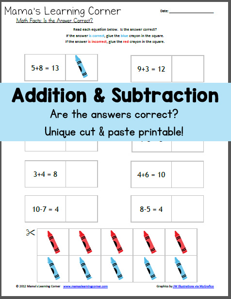 Math Facts: Is the Answer Correct? - Mamas Learning Corner