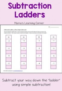 Subtraction Ladders: Free Subtraction Worksheet