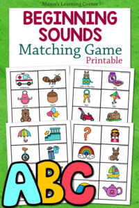 beginning sounds matching game printable cards