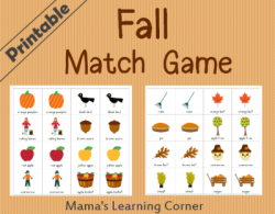 Fall Match Game for Preschoolers and Early Kindergartners